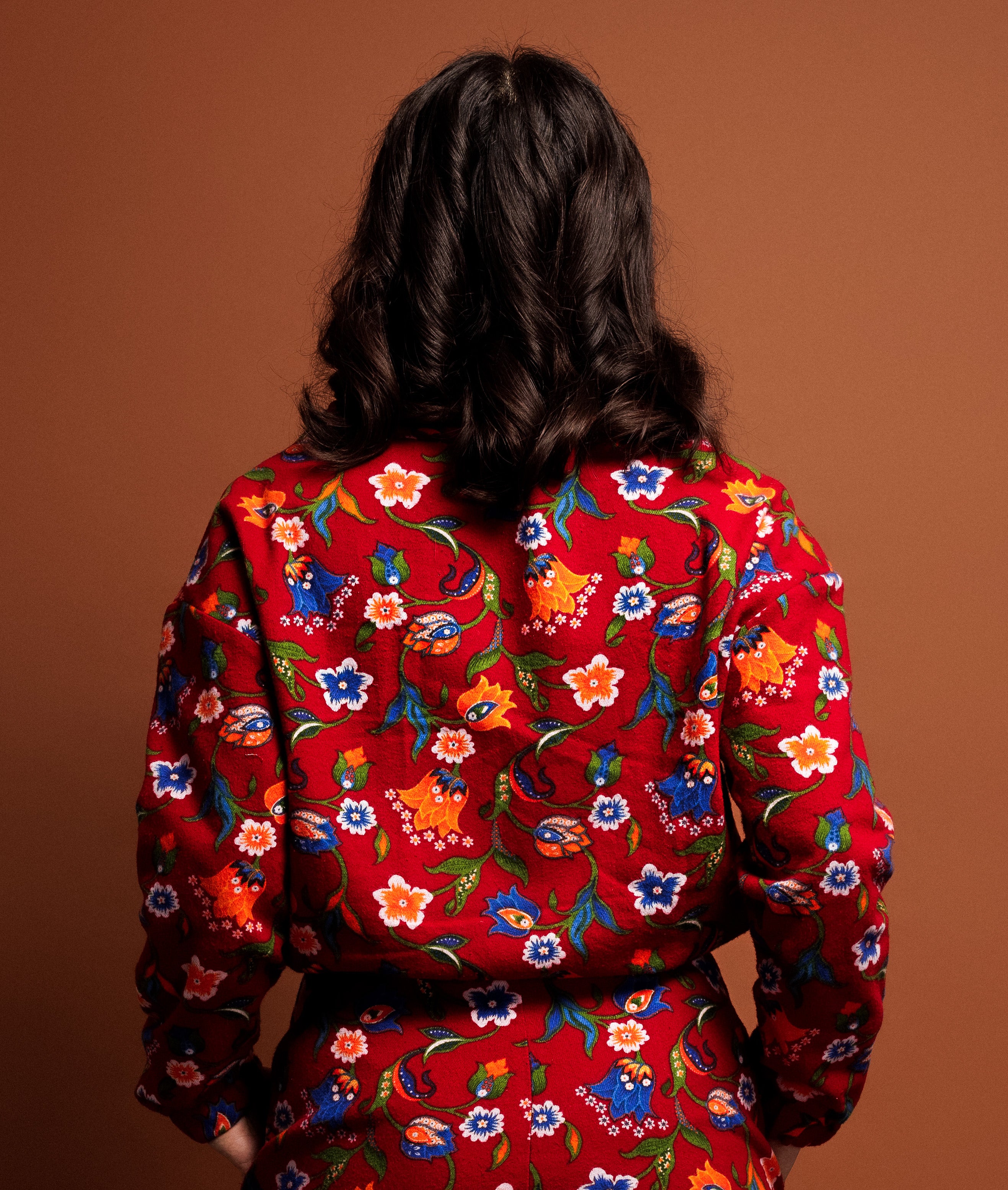 Red Like Flowers crewneck sweater for women