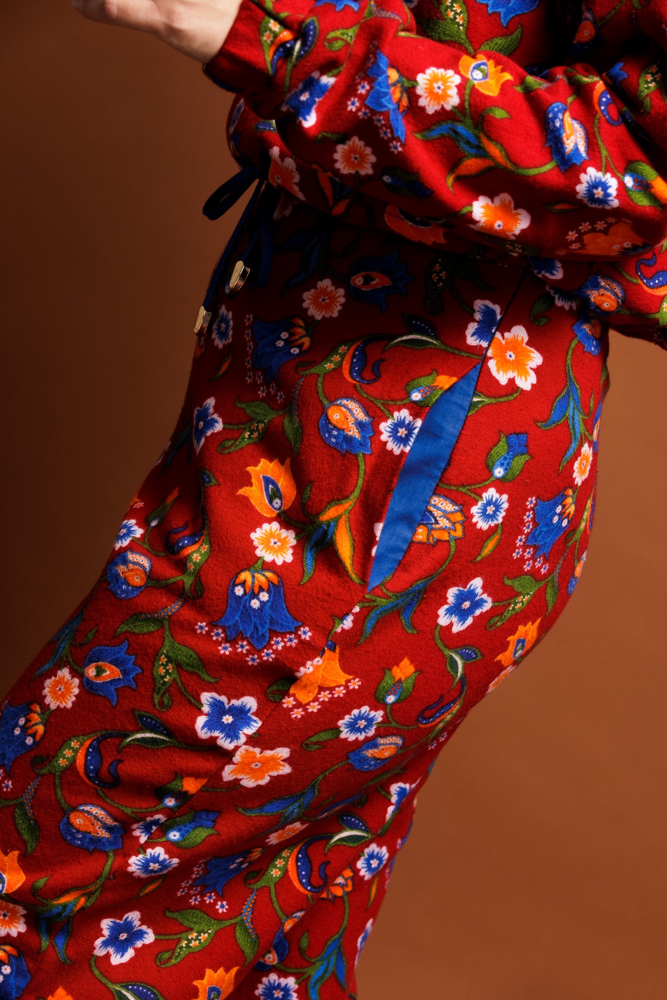 Red like Flowers wide leg pants for women